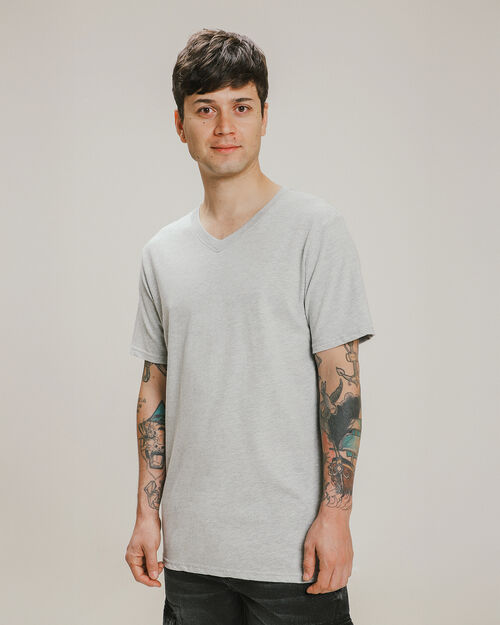 Playera Gris Cuello V